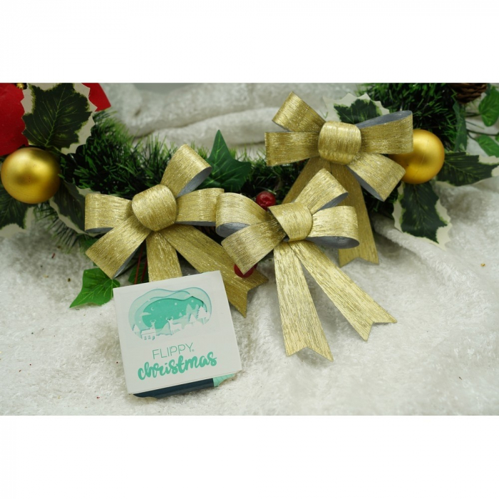 Set 3 fundite pentru brad, Aurii, 10 x 11 cm, din poliester, Flippy [3]