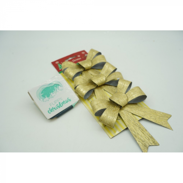 Set 3 fundite pentru brad, Aurii, 10 x 11 cm, din poliester, Flippy [2]