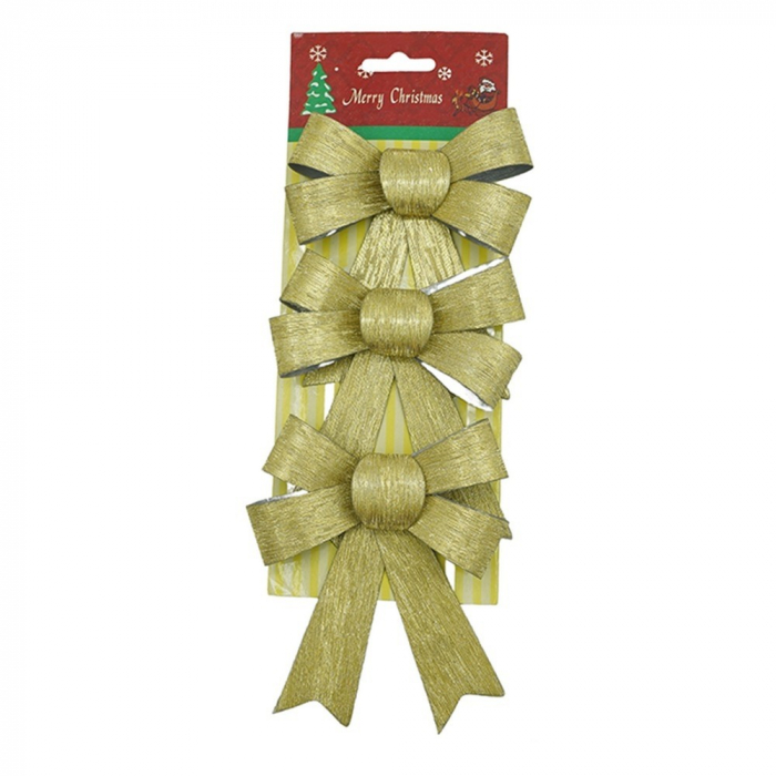 Set 3 fundite pentru brad, Aurii, 10 x 11 cm, din poliester, Flippy [1]