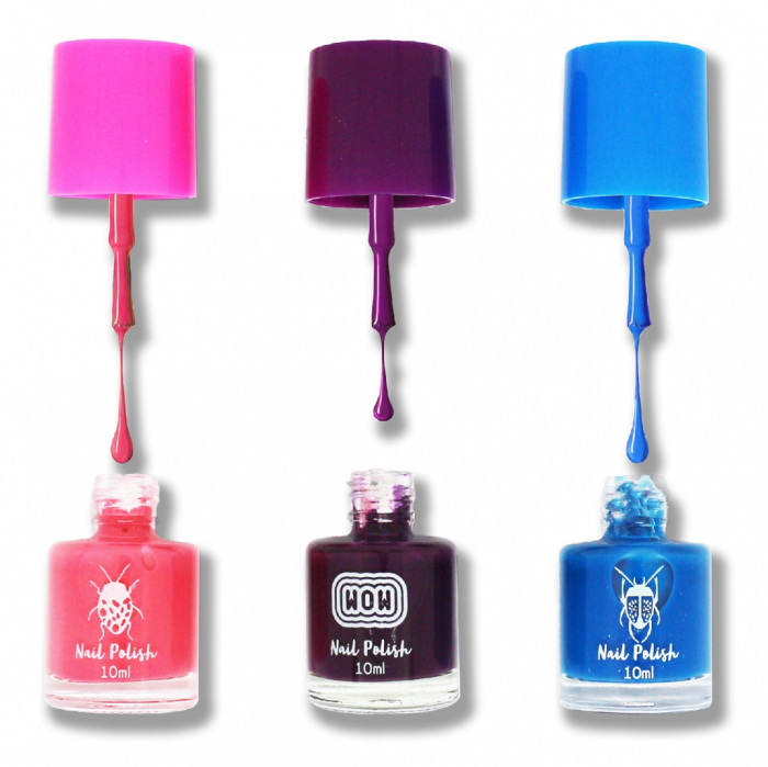 Set 3 lacuri de unghii Poptastic pentru fetite, 10 ml, Mov, Albastru, Roz, Create It! [2]