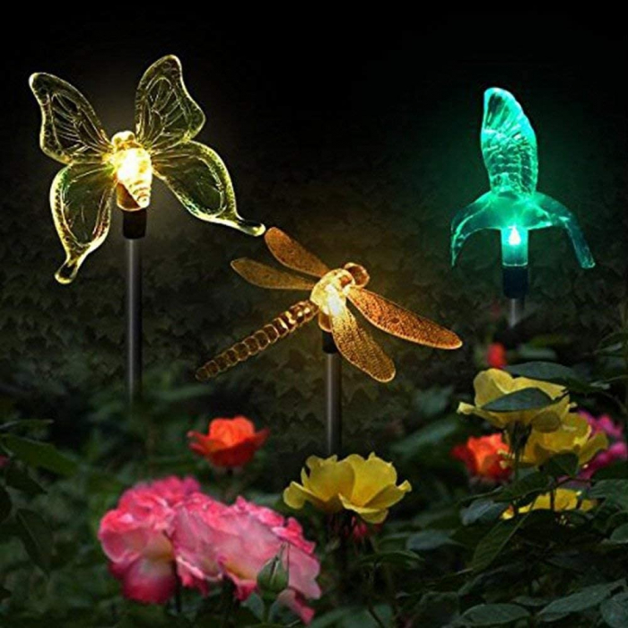 Set 3 Lampi Solare LED tip pasare-fluture-libelula, Inaltime 43 cm, Flippy, Multicolor [4]