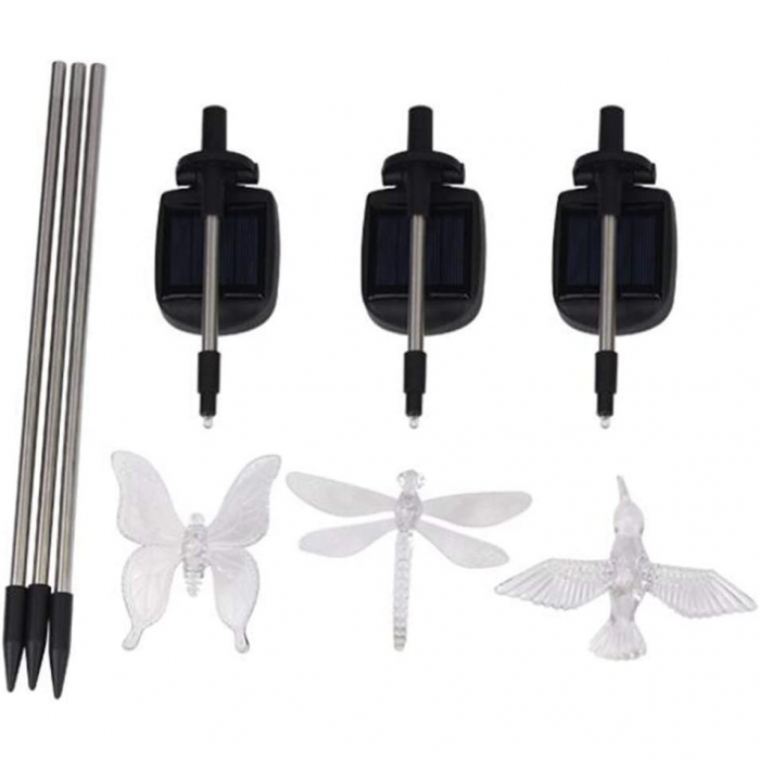 Set 3 Lampi Solare LED tip pasare-fluture-libelula, Inaltime 43 cm, Flippy, Multicolor [2]
