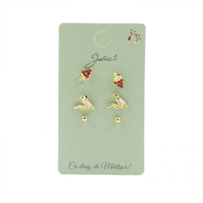 Set 3 Perechi Cercei Capsuna, Pasare, Bilute [1]