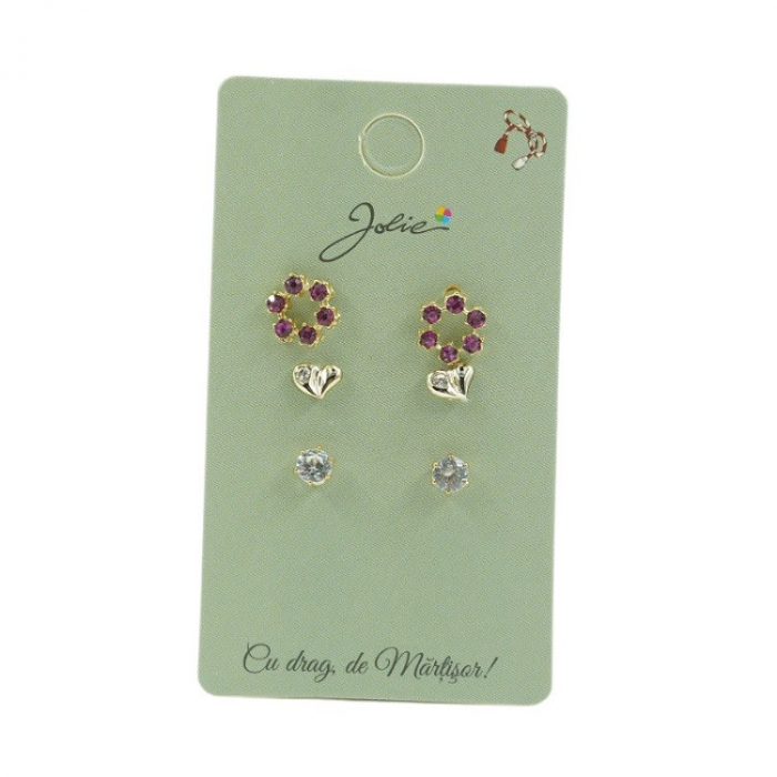 Set 3 Perechi Cercei Cerc, Inima, Piatra [1]