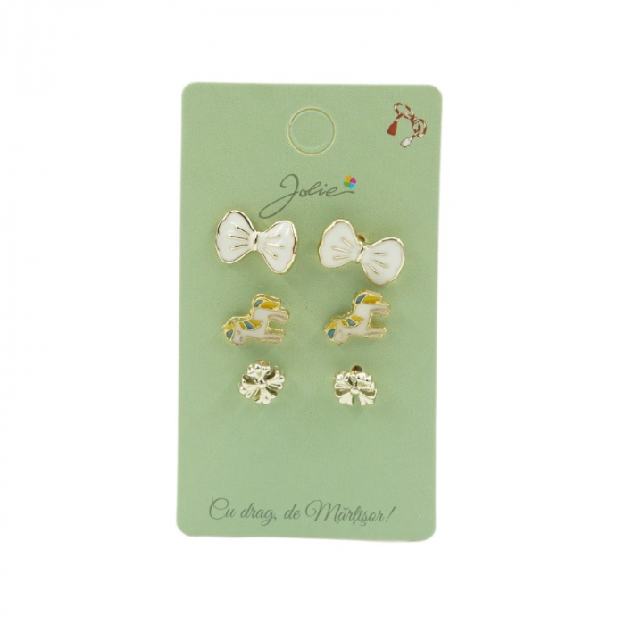 Set 3 Perechi Cercei Fundita, Unicorn, Floare [1]