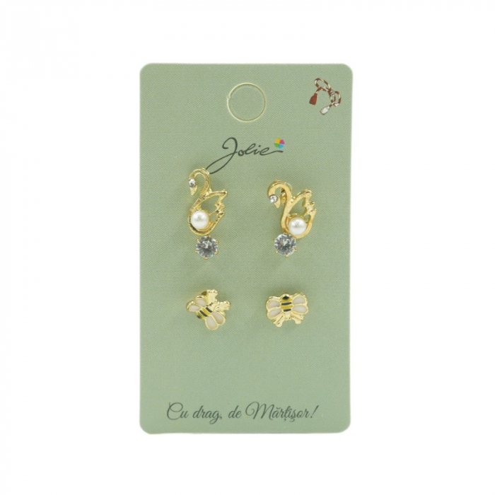 Set 3 Perechi Cercei Lebada, Piatra, Albinuta [1]