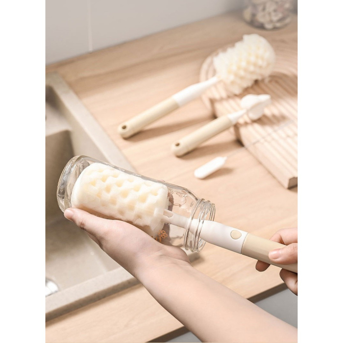 Set 3 Perii de Spalat Biberoane, Flippy, pentru Tetina, Biberon, Pai, Materiale Sigure, fara BPA, Curatare 360°, Gri [4]