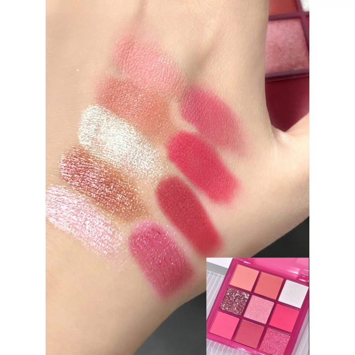 Set 3 Produse de Machiaj, KEVIN &amp;amp; COCO, Pink Hearted, 9 culori, 15.5 x 13 x 3.4 cm [6]