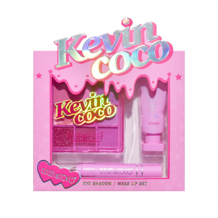 Set 3 Produse de Machiaj, KEVIN &amp;amp; COCO, Pink Ice Star, 9 culori, 15.5 x 13 x 3.4 cm [7]
