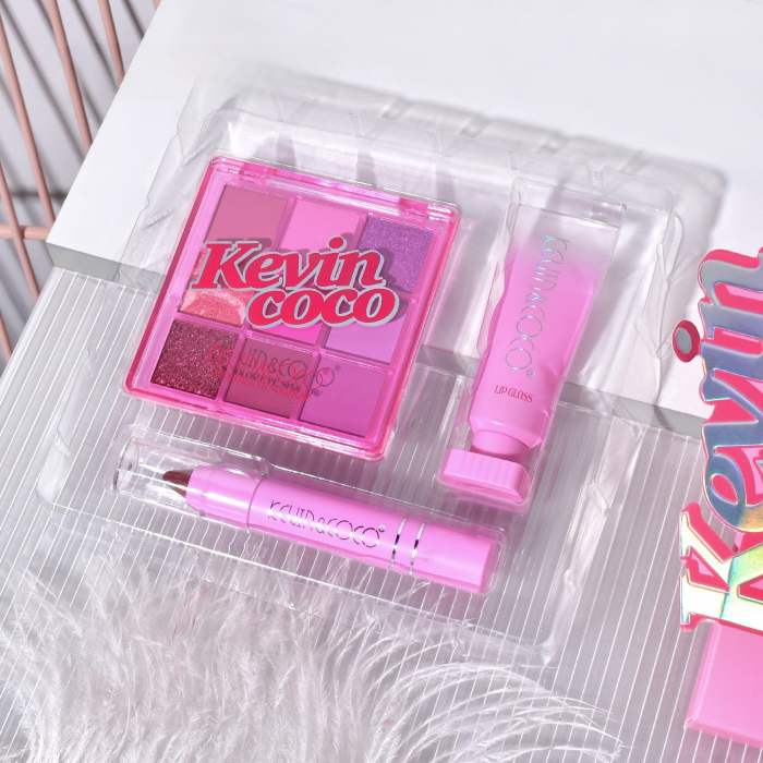Set 3 Produse de Machiaj, KEVIN &amp;amp; COCO, Pink Ice Star, 9 culori, 15.5 x 13 x 3.4 cm [3]