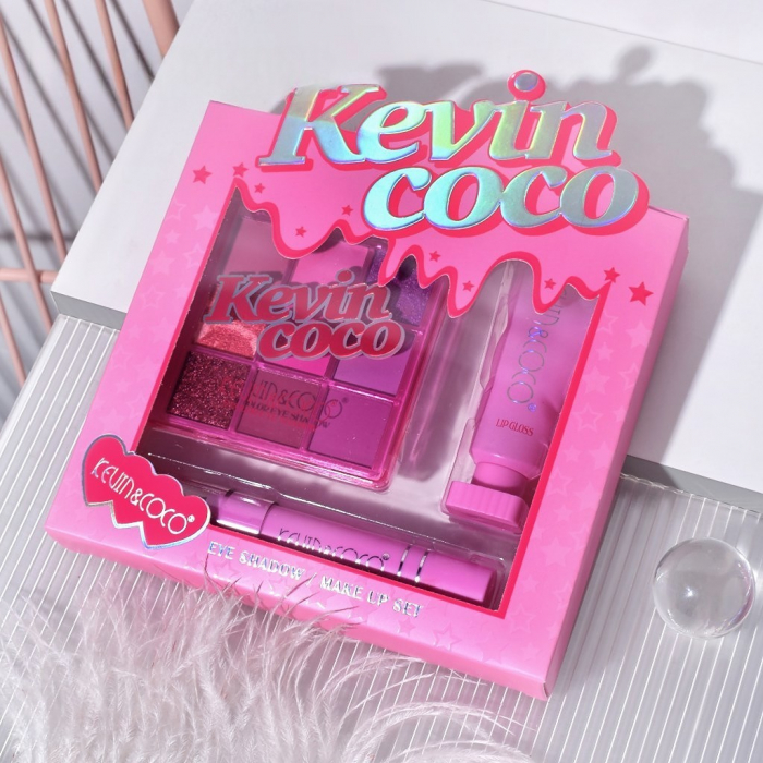 Set 3 Produse de Machiaj, KEVIN &amp;amp; COCO, Pink Ice Star, 9 culori, 15.5 x 13 x 3.4 cm [4]