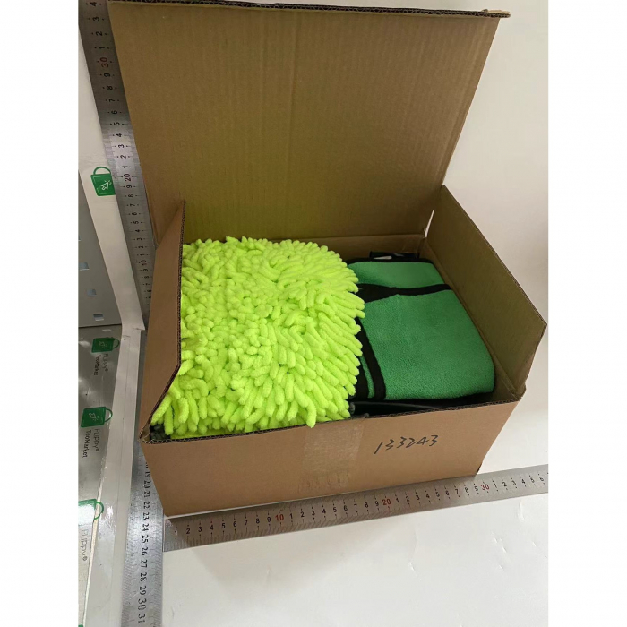 Set 30 Accesorii pentru Curatare Auto, Flippy, din PP si Microfibra, Interior/Exterior, 30 x 24 x 12 cm, Verde [2]