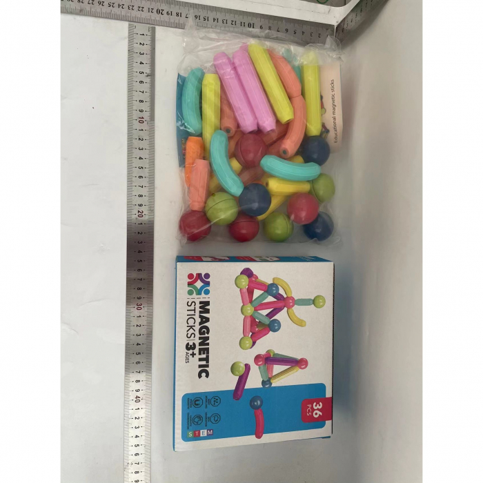 Set 36 de Piese Magnetice de Constructie, Flippy, Puzzle, Forme, 3 Ani, ABS, Magnet, 18x6x16 cm, Multicolor [2]