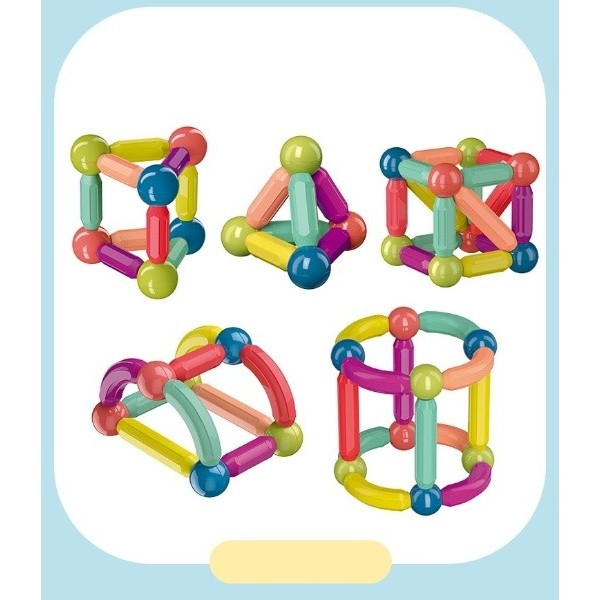 Set 36 piese magnetice de constructie, Flippy, Forme geometrice, Multicolor [2]