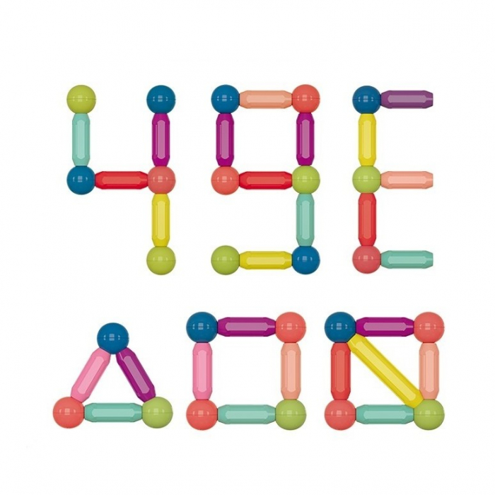 Set 36 piese magnetice de constructie, Flippy, Forme geometrice, Multicolor [5]