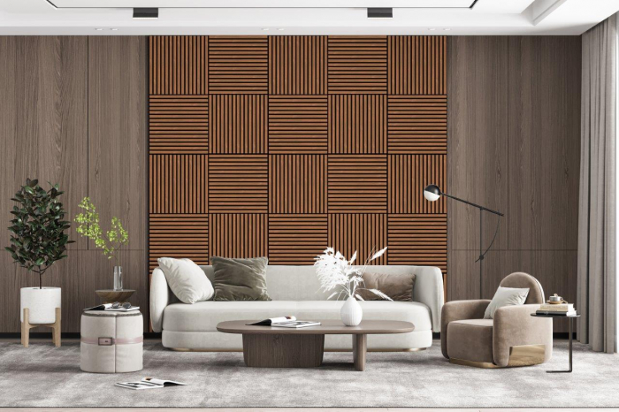 Set 4 buc Panou riflat acustic, tec, UnicSpot, 60x60x2.1 cm [1]