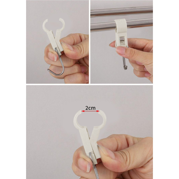 Set 4 Carlige Multifunctionale, Flippy, Tubulare, Pentru Baie/Bucatarie, din ABS, 8.7 x 3.5 cm, Alb [3]