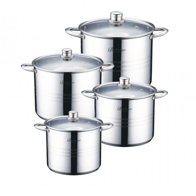 Set 4 cratite inox cu capac BM-15171, 18-24-26-28cm/6.8-8.6-10.6-12.9L [1]