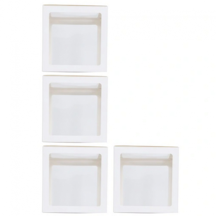 Set 4 Cutii pentru Baloane, Flippy, Model Simplu, Tematica Aniversare, Cuburi Decorative din Plastic, Accesorii pentru Petrecere, 30 x30 cm, Transparente Contur Alb [1]