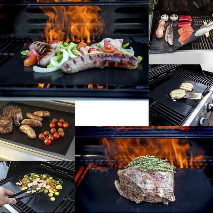 Set 4 Folii Antiaderente din Teflon, Flippy, Multifunctionale, Rezistente la Apa si Temperaturi Ridicate, pentru Gratar, Cuptor, BBQ Grill, 40x33 cm, Negru [5]