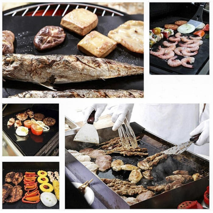 Set 4 Folii Antiaderente din Teflon, Flippy, Multifunctionale, Rezistente la Apa si Temperaturi Ridicate, pentru Gratar, Cuptor, BBQ Grill, 40x33 cm, Negru [6]