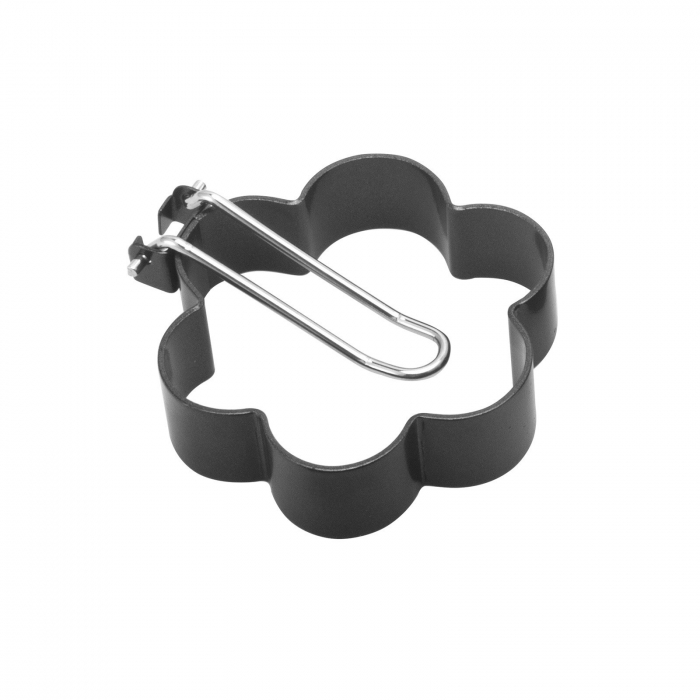 Set 4 forme pentru ou Flippy, din otel, strat antiaderent, diametru 7.5 cm, cu maner din ABS, negru [4]