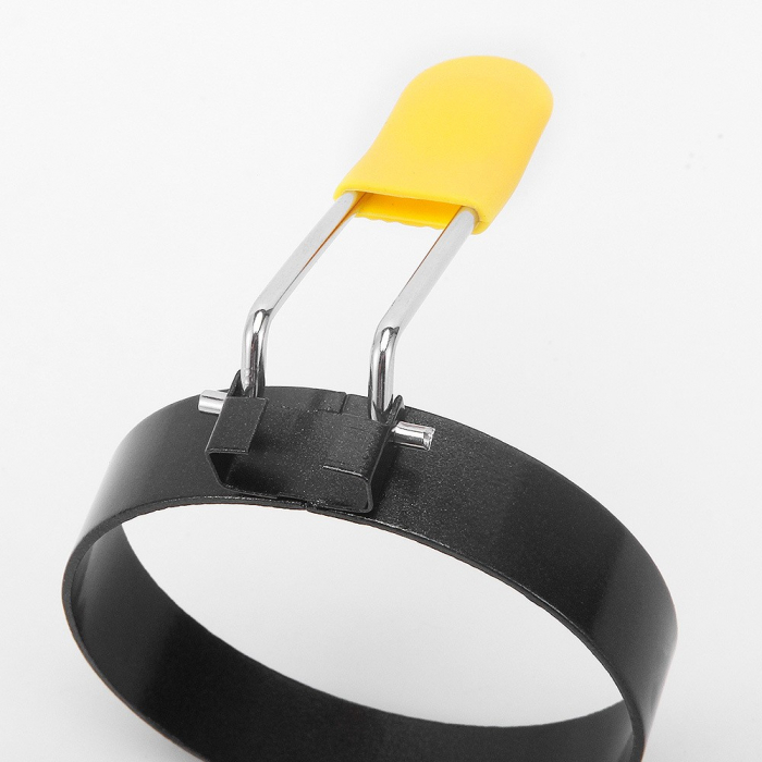 Set 4 forme rotunde pentru ou Flippy, din otel, strat antiaderent, diametru 7.5 cm, cu maner din ABS, negru [6]