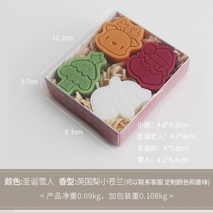 Set 4 Lumanari Parfumate, Flippy, Model de Craciun, Mos Craciun, Ren, Om de Zapada, Brad, Multicolor, Aromate, 10.2x2.7x9.1 cm [1]