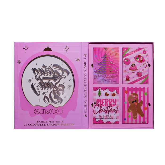 Set 4 Palete de Machiaj, KEVIN &amp; COCO, Christmas Jingle, 21 culori, 27.3 x 20.8 x 2.4 cm [13]