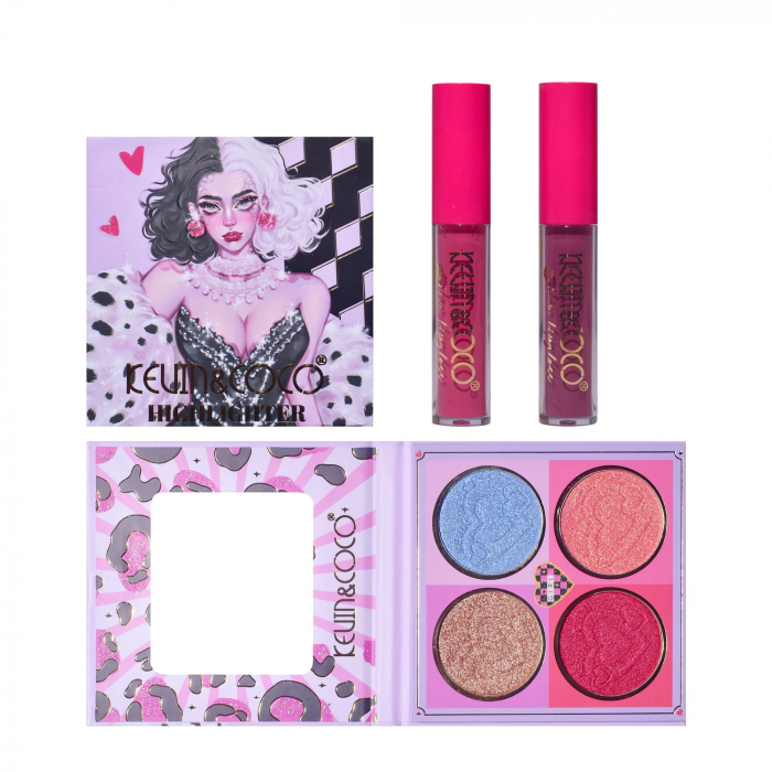 Set 4 Produse de Machiaj, KEVIN &amp;amp; COCO, Black-White Witch, 22 culori, 19.7 x 21.2 x 2.5 cm [5]