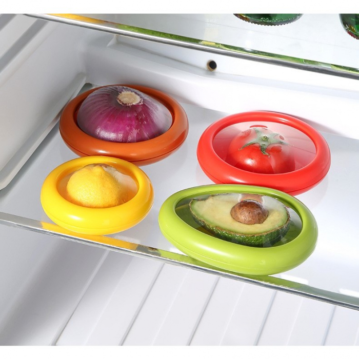 Set 4 Recipiente pentru Pastrarea Proaspata a Legumelor, Flippy, Cutii Portabile Sigilate Anti-oxidare, 4 Forme Diferite pentru Legume sau Fructe, Culori diferite [5]
