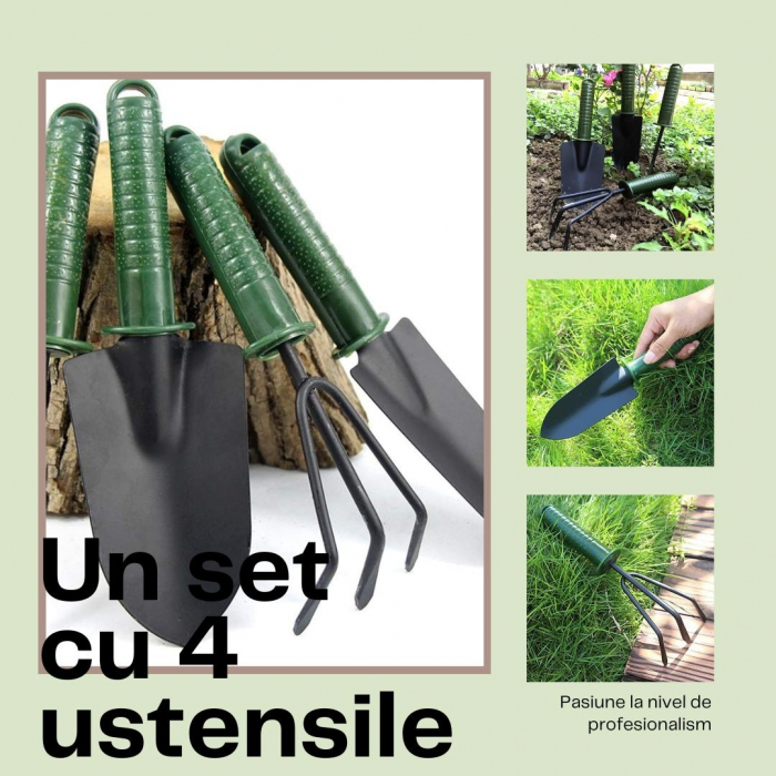 Set 4 Unelte de Gradina Flippy, pentru Plantare Prelucrare Sol si Ingrijire Plante, Material PVC si cardboard, 25 x 8.5 cm, verde [4]