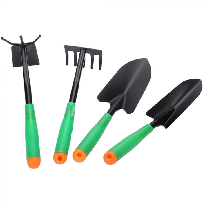 Set 4 Unelte de Gradina Flippy, pentru Plantare Prelucrare Sol si Ingrijire Plante, Material PVC si cardboard, 31.5 x 8.5 cm, verde [1]