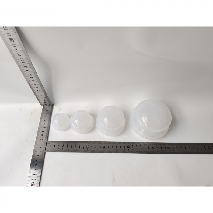 Set 4 Ventuze de Cupping, Flippy, Pentru Masaj Anticeluluitic, din Silicon, Alb Transparent [8]