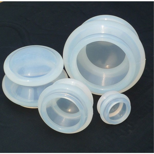 Set 4 Ventuze de Cupping, Flippy, Pentru Masaj Anticeluluitic, din Silicon, Alb Transparent [2]