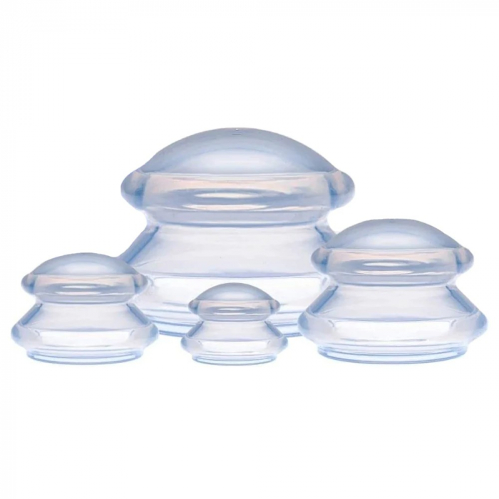 Set 4 Ventuze de Cupping, Flippy, Pentru Masaj Anticeluluitic, din Silicon, Alb Transparent [7]