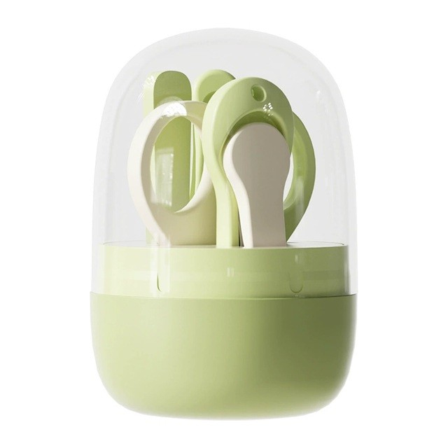 Set 4in1 de Ingrijire Unghii pentru Bebelusi, Flippy, Cutie de Depozitare Tip Borcan, 0-6 Ani, 10 x 7 x 6 cm, Verde [1]