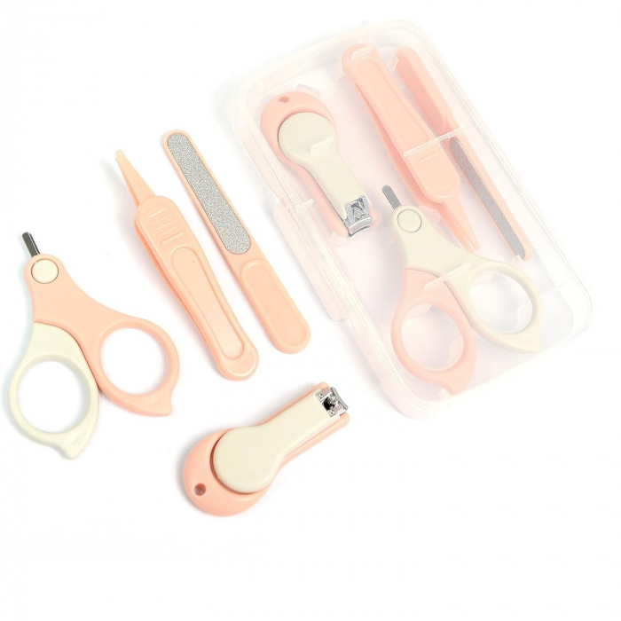 Set 4in1 de Ingrijire Unghii pentru Bebelusi, Flippy, Cutie de Depozitare Transparenta, 0-6 Ani, 13.6x8x2 cm, Roz [6]