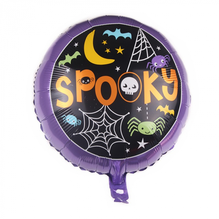 Set 5 Baloane din Folie Metalizata, Flippy, Figurine, Tema Halloween, Pai Inclus, Ambalaj Individual, Umflare cu Aer sau Heliu, Figurina Pisica 65x49 cm, Stelute si Cerculete 45 cm, Negru [4]
