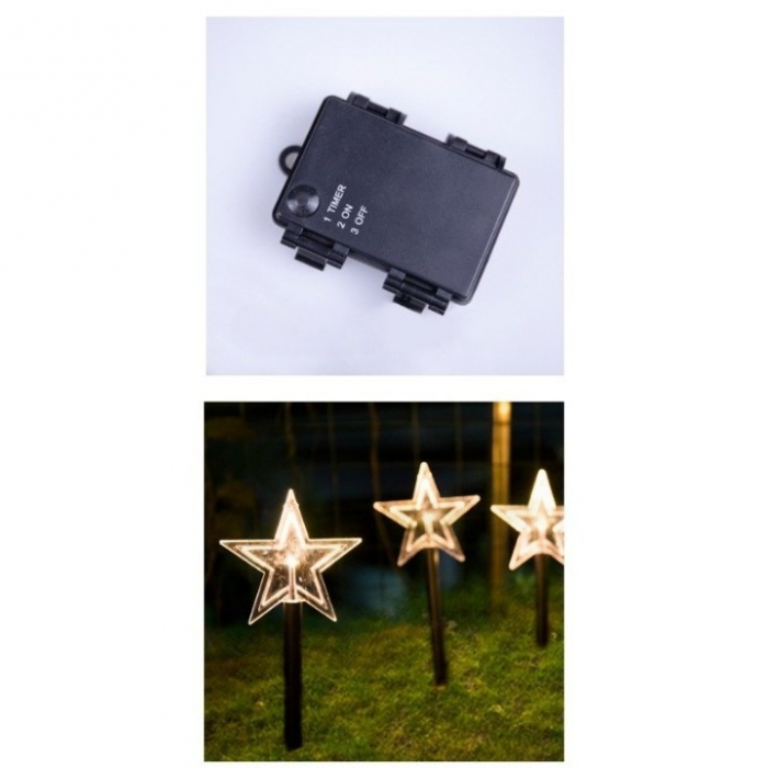 Set 5 Lampi LED cu baterii, de exterior Model Stea, pentru gradina, Flippy, 35.5 cm, Alb Cald [2]