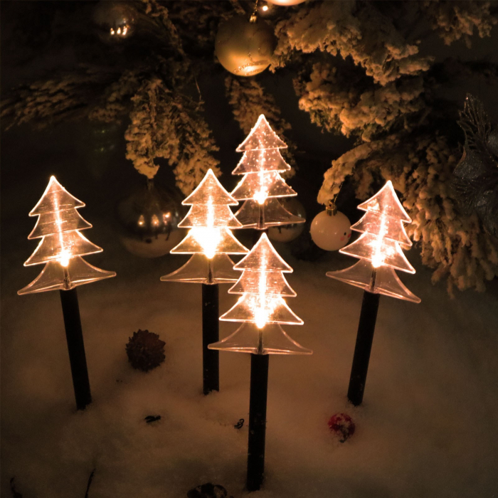 Set 5 Lampi solare LED de exterior Model Brad, pentru gradina, Flippy, 35.5 cm, Alb Cald [2]