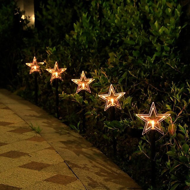 Set 5 Lampi solare LED de exterior Model Stea, pentru gradina, Flippy, 35.5 cm, Alb Cald [3]