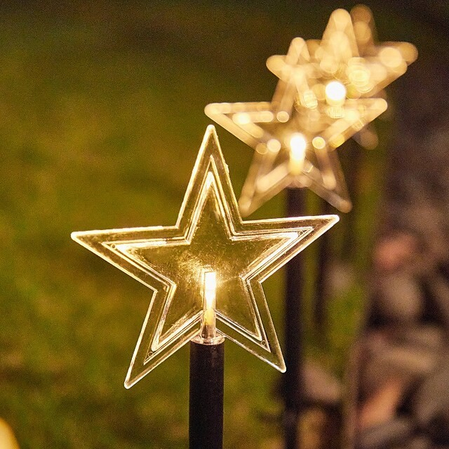 Set 5 Lampi solare LED de exterior Model Stea, pentru gradina, Flippy, 35.5 cm, Alb Cald [2]