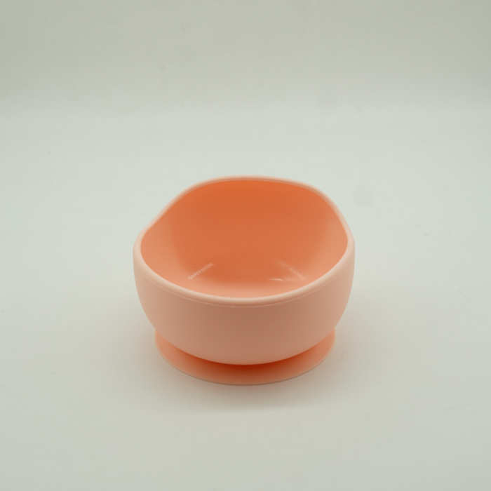 Set 5 piese diversificare bebelusi si copii din silicon Flippy, baveta, farfurie compartimentata cu ventuza, bol cu ventuza, tacamuri, fara alergeni, roz [7]