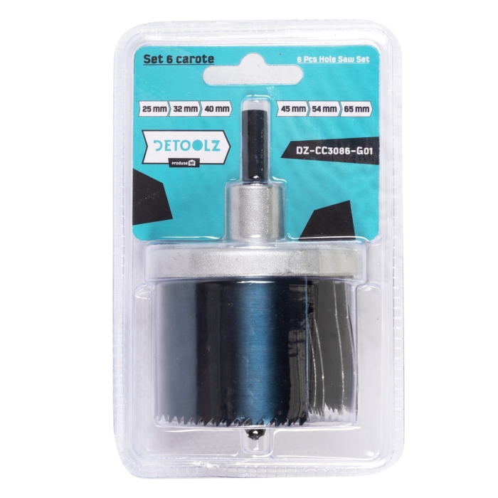 Set 6 carote Detoolz, dimensiuni 25mm/32mm/40mm/45mm/54mm/65mm [2]