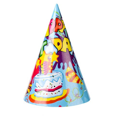 Set 6 Coifuri, Flippy, Petrecere Copii, din Carton, 20 x 13.5 cm, Model 5 Happy Birthday, Multicolor [1]