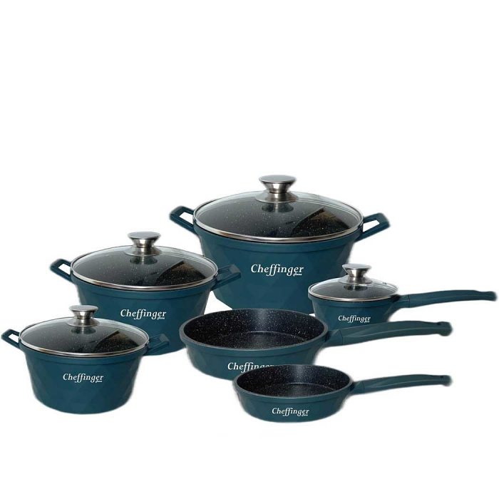 Set 6 cratite cu capac CF-DIAC12GRN, acoperire din marmura, anti zgarietura, 18-20-24-28cm/1.6L-2L-3.5L-5.7L [1]