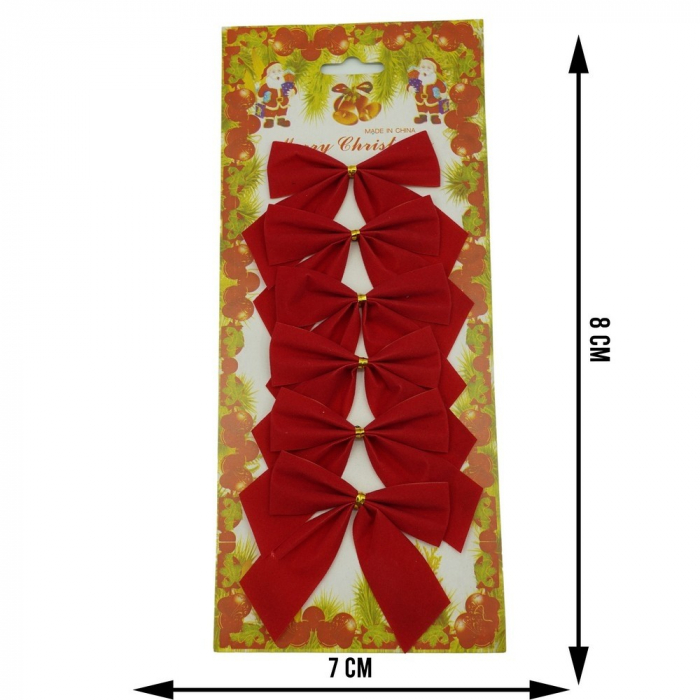Set 6 fundite pentru brad, Rosii, clasice , 7 x 8 cm, din poliester, Flippy [6]