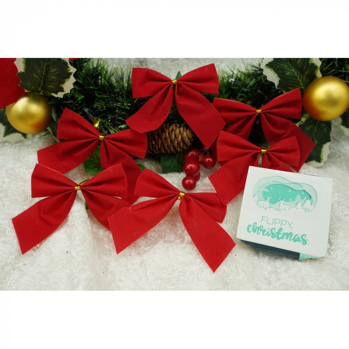 Set 6 fundite pentru brad, Rosii, clasice , 7 x 8 cm, din poliester, Flippy [5]
