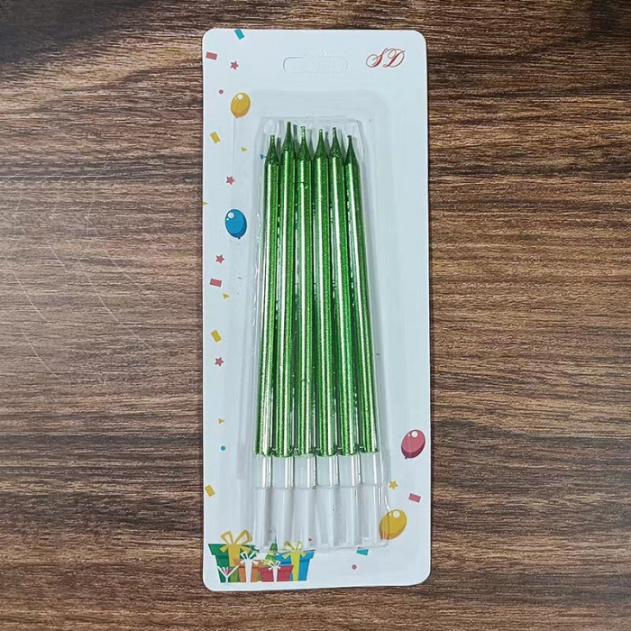 Set 6 Lumanari de Tort, Flippy, din Parafina, 11 x 0.4 cm, Lucioase, Verde [1]